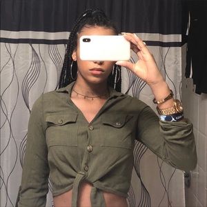 Army green blouse